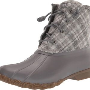 Sperry Women's Charcoal Plaid Duck Boots